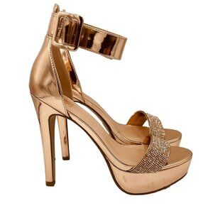 Speed Limit 98 Heels Womens Size 9 Shinny Metalic Rhinestones Stiletto Open Toe
